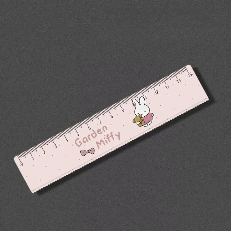 Cartoon Kawaii Miffy Straight Ruler Plastic with Waves Handbook Drawing Fine Arts Acrylic Essential Waterproof Wear-resistant