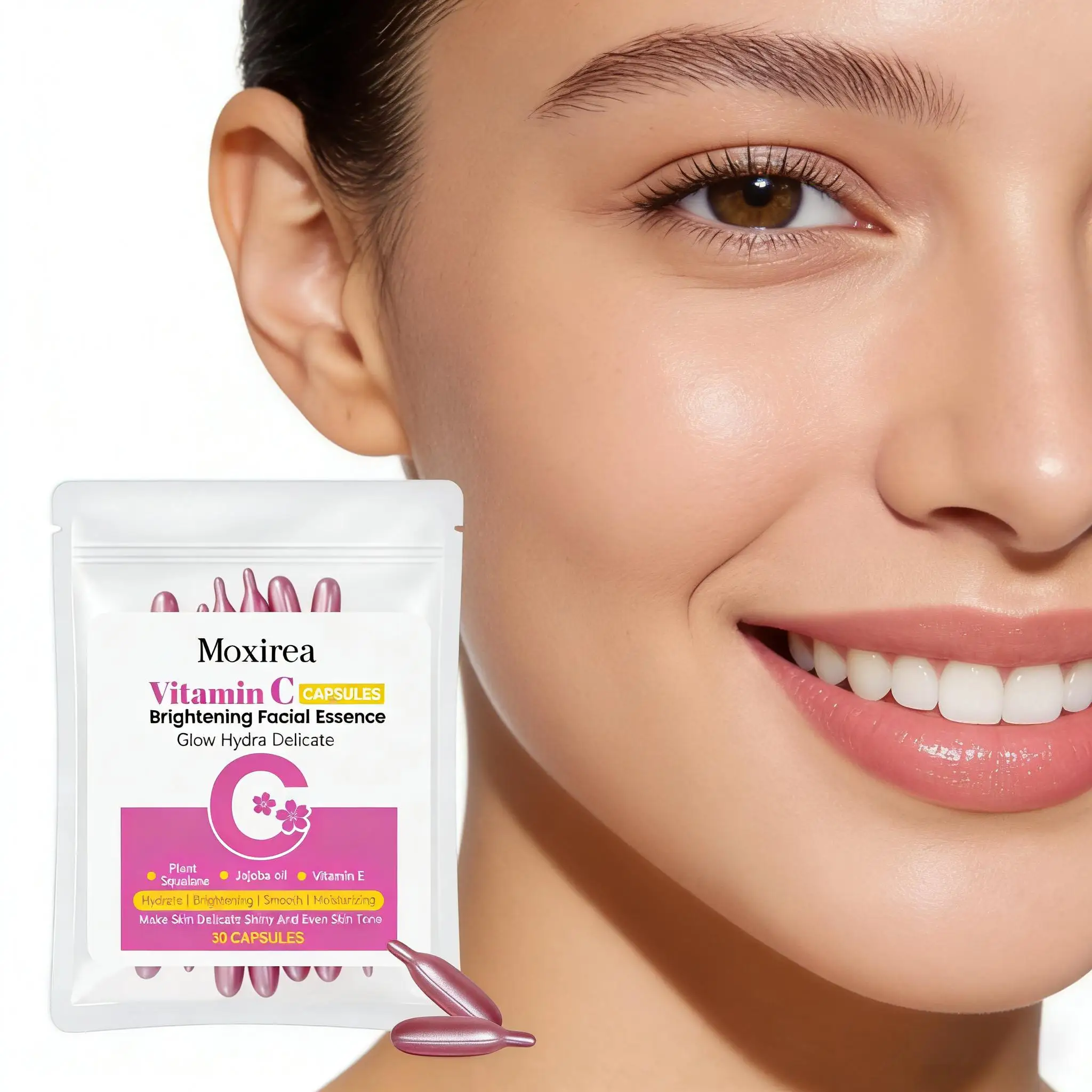 

Vitamin C Whitening Essence Remove Dark Spot Shrinking Pore Improve Dryness Rough Skin Moisturizing Smooth Face Serum Capsules