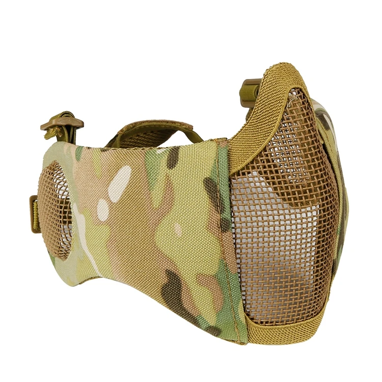 

Тактическая маска из стальной проволоки, защита лица, защита ушей, встроенный военный вентилятор для улицы, реальная защита, вентиляция на половину лица