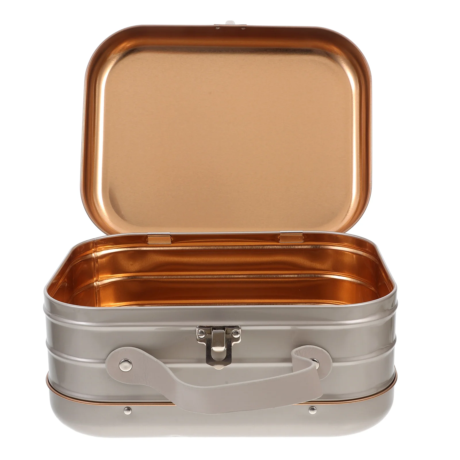 

Handheld Tinplate Storage Box Large Capacity Desktop Organizer Jewelry Coin Souvenirs Container Travel Office Use Lightweight