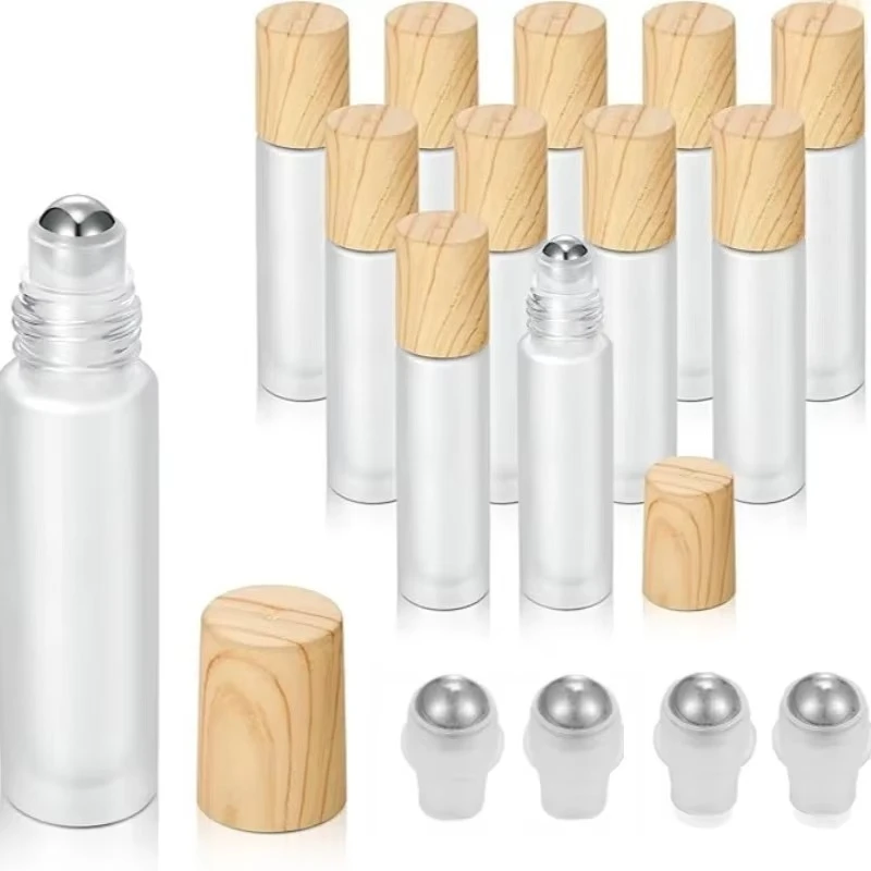 

20PCS 5/10ml Empty Frosted Glass Roller Essential Oil Bottle Stainless Steel Roller Balls Refillable Portable Perfume Containers