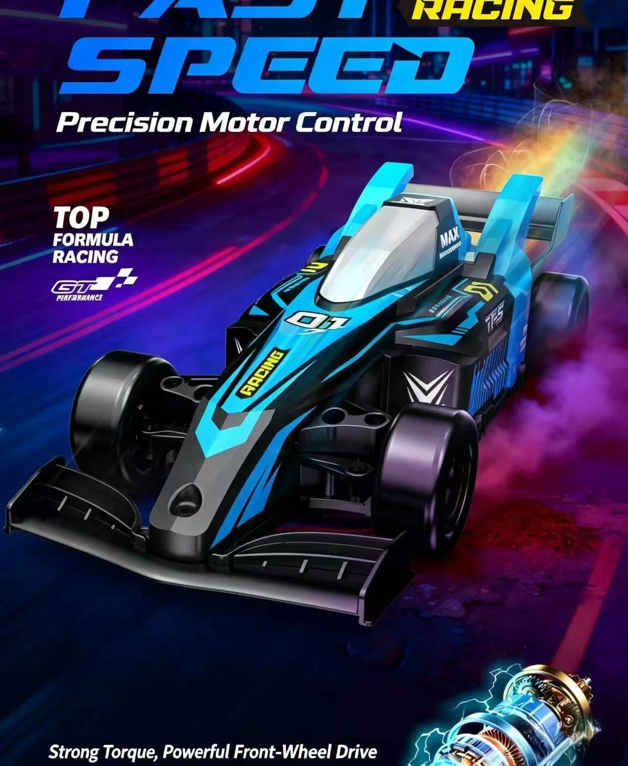 F1 Style RC Drift Car with Lights, Spray & Sound, Rechargeable Remote Control Racing Car Toy for Kids with Drifting Stunts