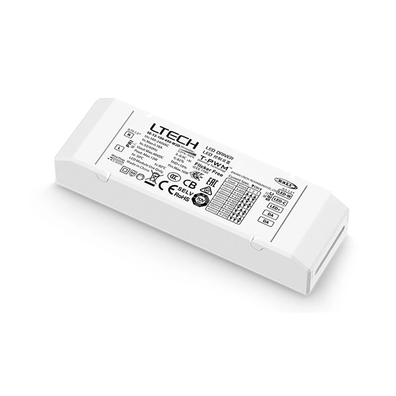 LTECT 12W 100mA-450mA Constant Current DT6 Led Driver New DALI-2 CCT Dimming Lighting Transformer 100-240V Input,Tunable White