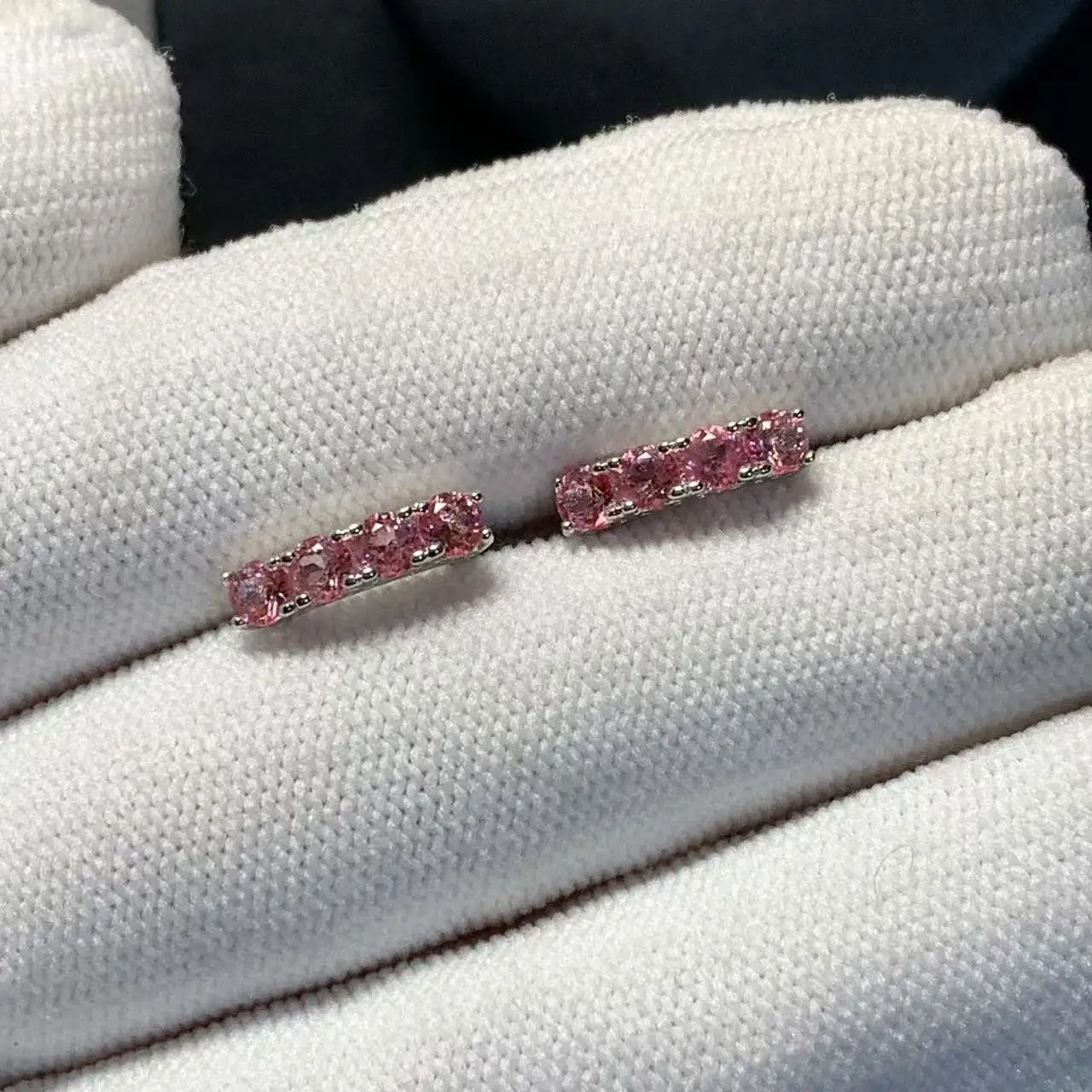 Vintage Natural Pink Topaz Hoop Earrings Simple Classic Round Circle Gemstone Jewelry Handmade Gift Fine view 3