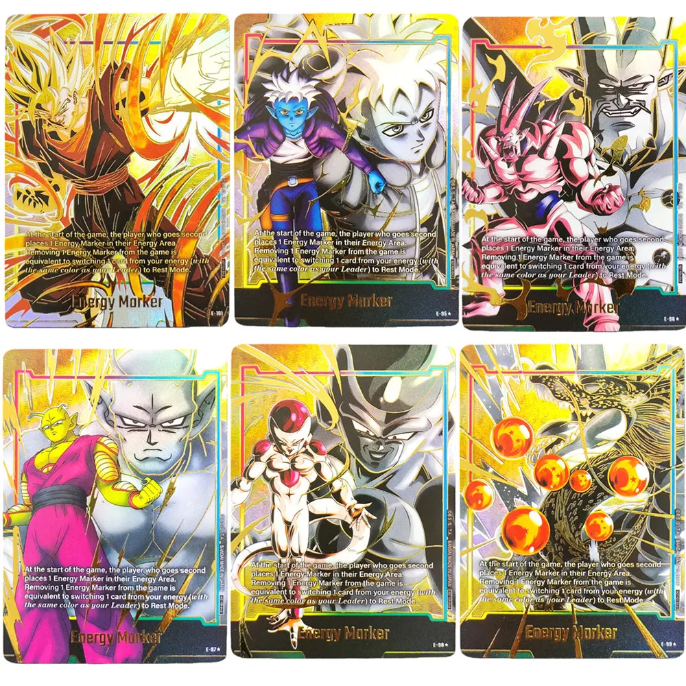 Cartão de Jogo de Anime Dragon Ball Super Fusion World Son Energy Marker Pack E-95 E-96 E-97 E-98 E-99 E-101 Coleção Ouro
