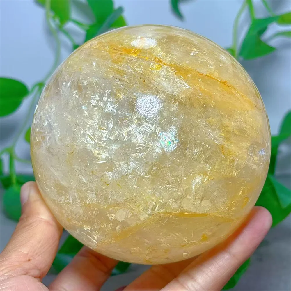 Golden Healer Sphere Natural Crystal Quartz Minerals Stone Home Decoritems Reiki Garden Love Gifts Energy Healing Lucky  +Stand