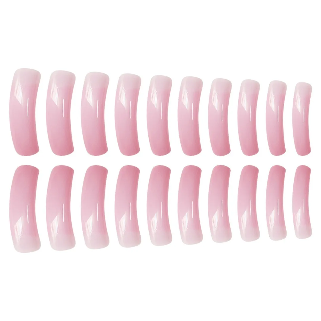 20 Stück lange, gebogene künstliche Nagelspitzen, rosa Acryl-Press-On-Nägel, Spicy Girls Charm Maniküre, vollständig abnehmbare künstliche Nägel