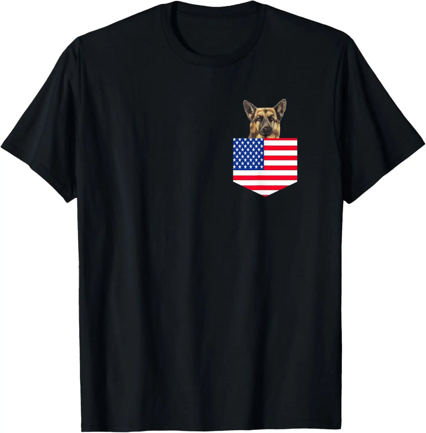 Pocket German Shepherd Shirt American Flag Patriotic Gift T-Shirt