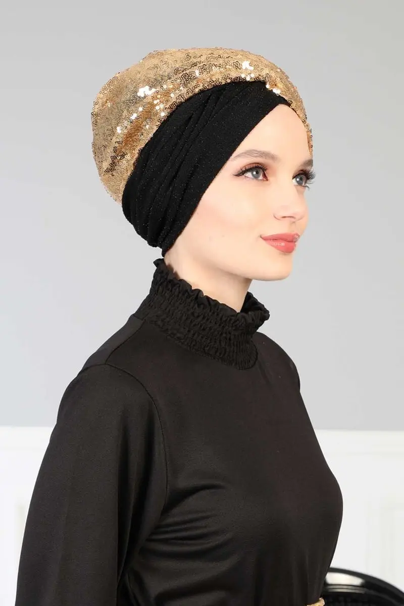 Hijab Knochen pailletten Gold