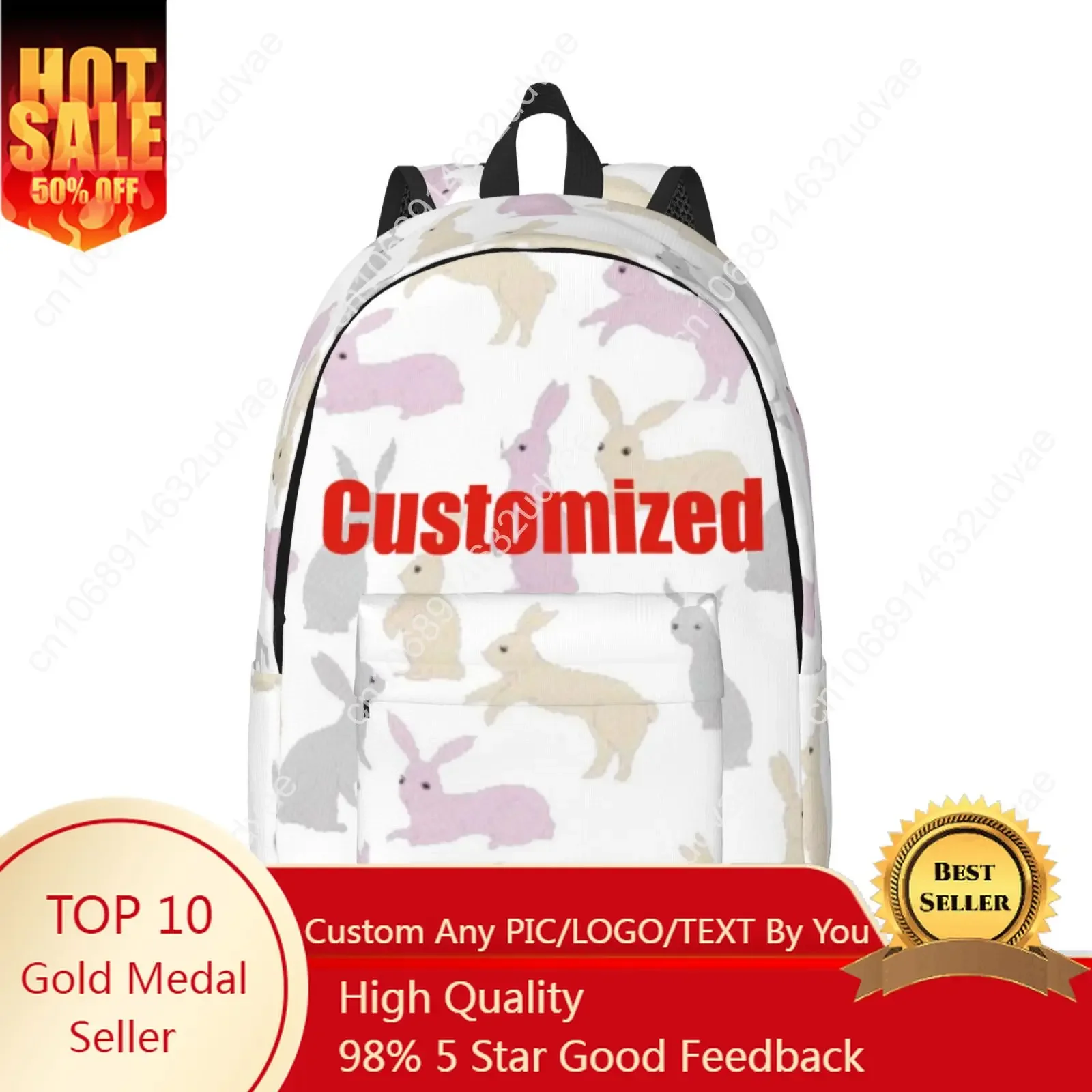 Custom Canvas Casual Lightweight Backpack Fashion Durable Student Business Cute Funny Daypack for Men Women Laptop Computer Bags