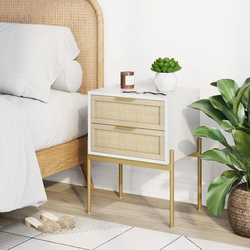 Andrew Nightstand, Accent Bedside End Side Table with Storage Drawer, and Mid-Century Modern Legs for Living Room or Bedroom