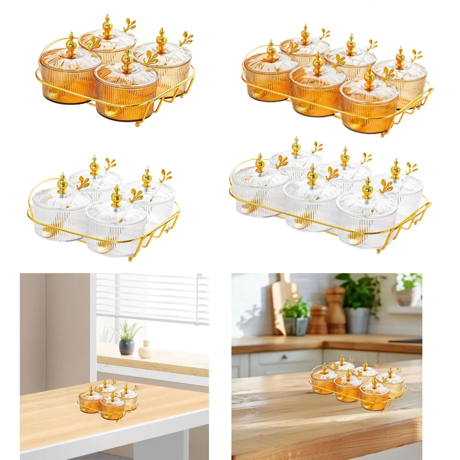 Metal Divided Serving Dishes Tray for Dried Fruit Nuts Candy with Dustproof Lid Home