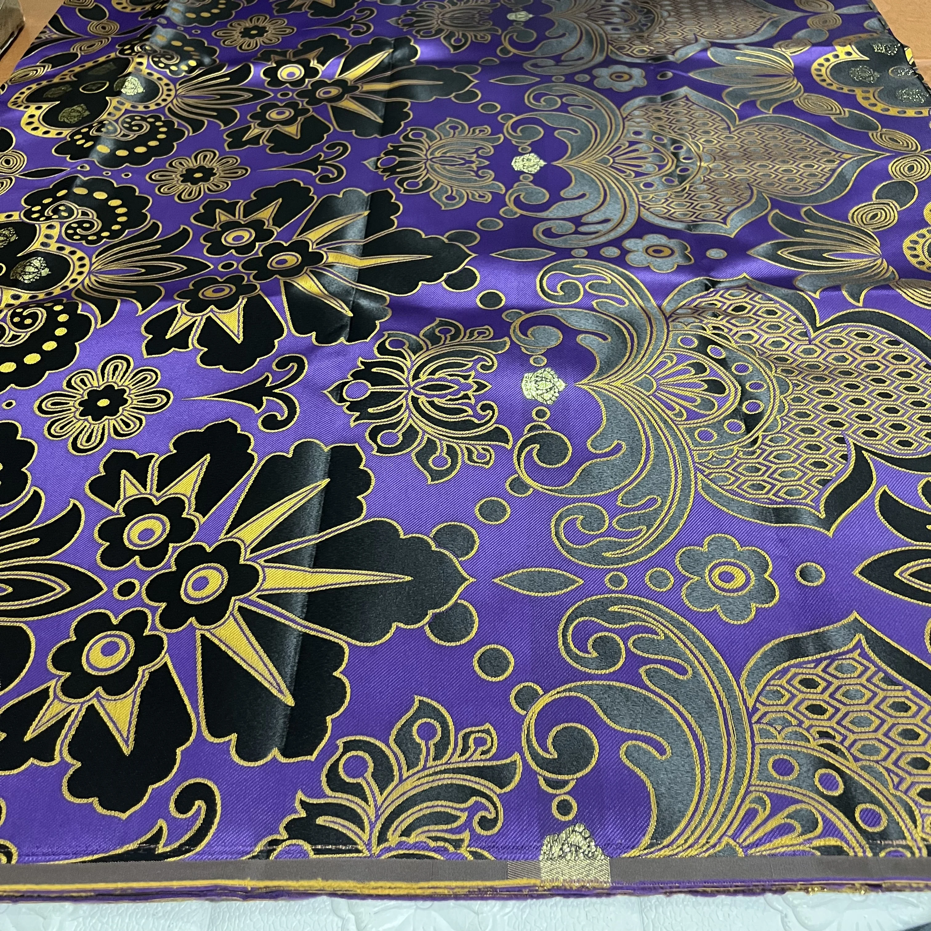 

5 ярдов ткани для головных уборов с 3D-вышивкой и дамасским узором, высококачественная ткань для женских головных уборов, свадебных и праздничных тюрбанов