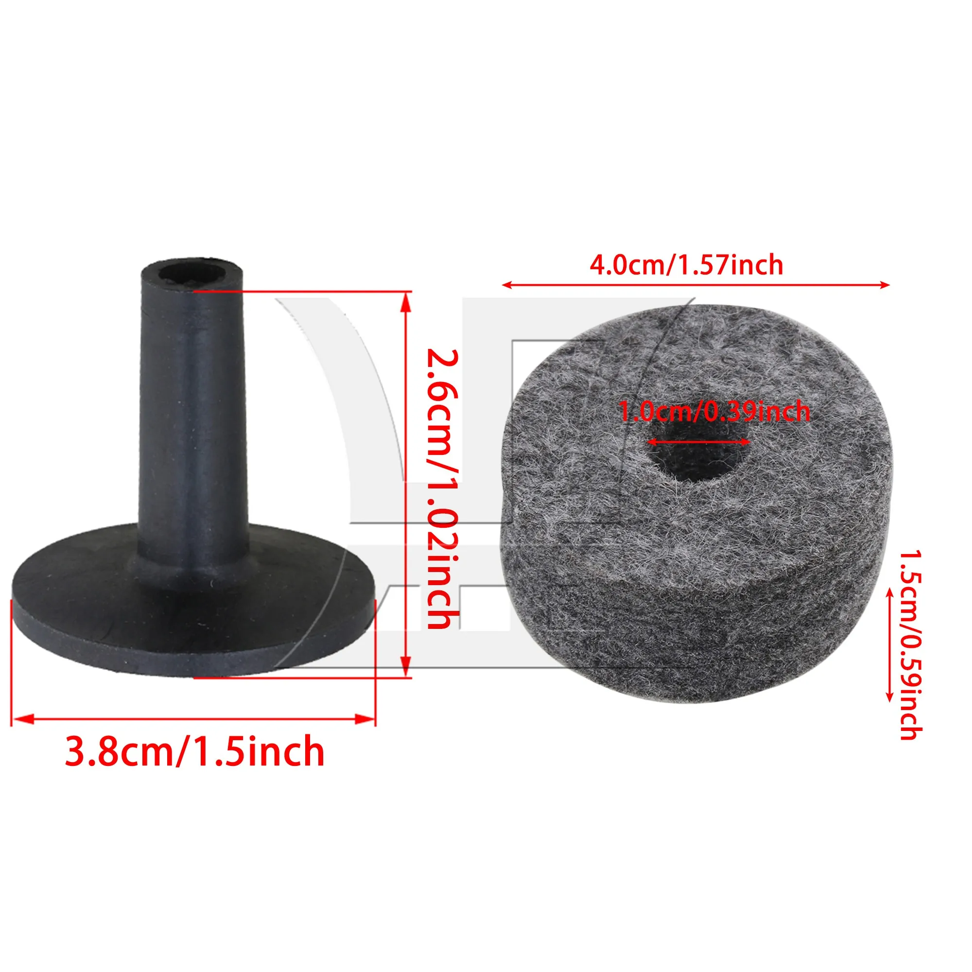 

YIBUY Black Felt Washers + Plastic Flanged Cymbal Sleeves for Drum Set of 10