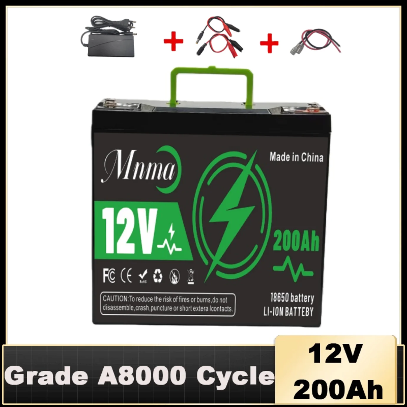12V 200Ah LiFePO4 Battery Built-in BMS, 4000+ Cycle Life For RV Solar System Boat Off-Road Travel