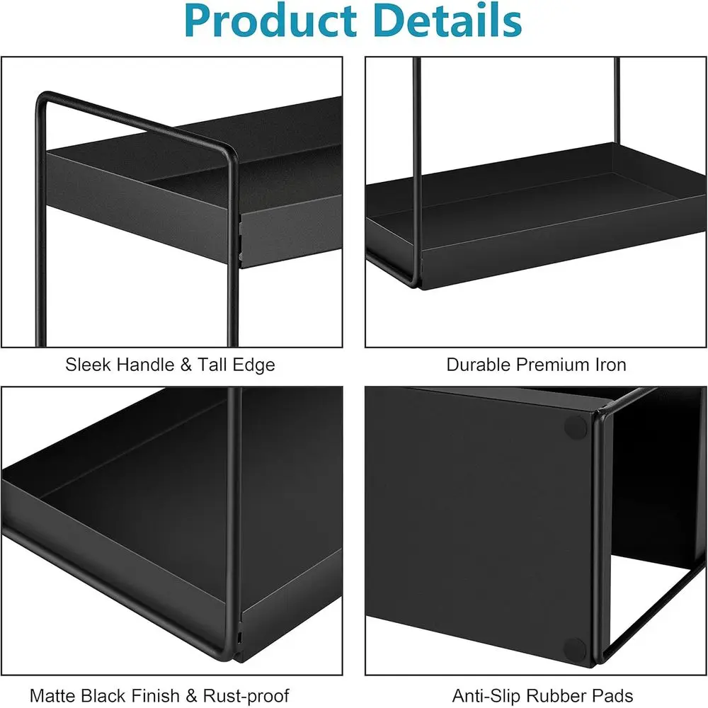 منظم زينة أسود من 3 طبقات لسطح الحمام وتخزين المكياج ورف توابل المطبخ #6