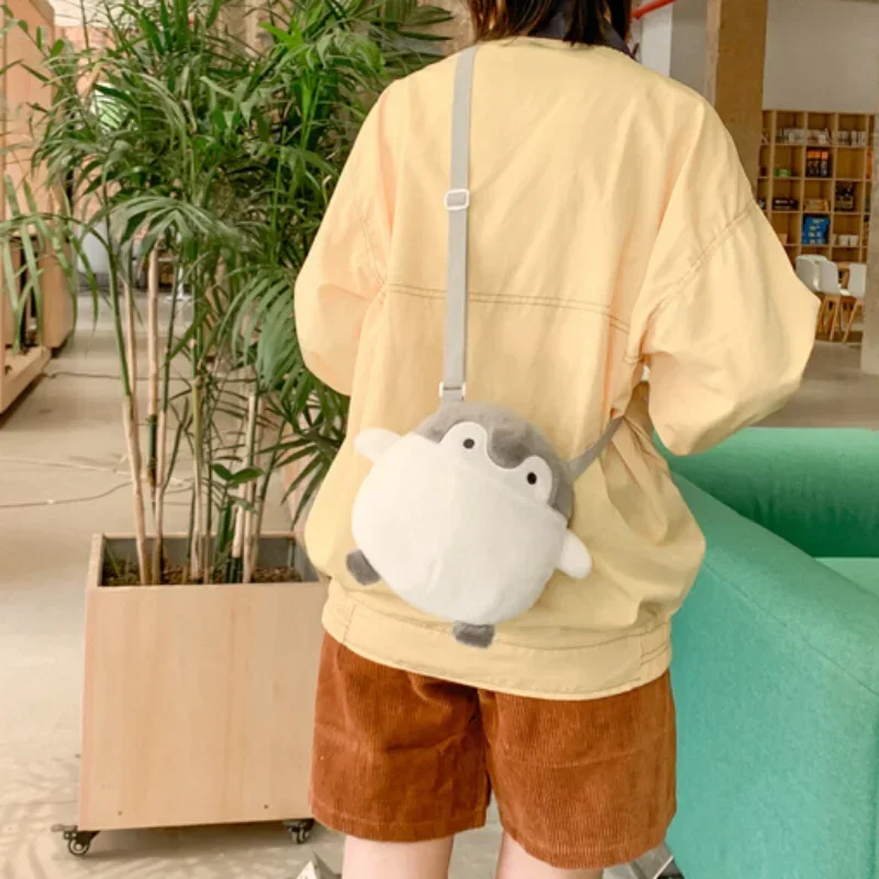 Japanese Kids Kawaii Penguin Messenger Bag Women Cute Plush Animal Shoulder Bag Cartoon Ins Doll Toy Plush Bag Bolsos De Mujer