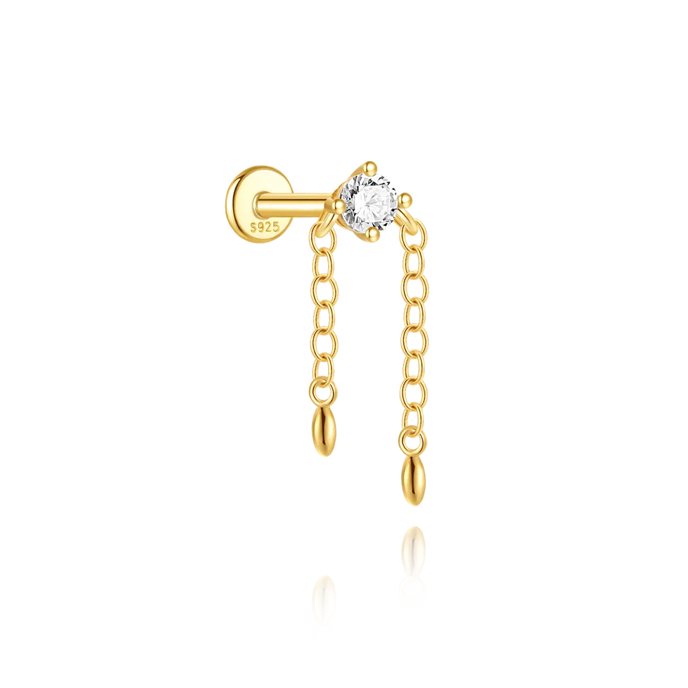CANNER 1 ST 925 Sterling Zilveren Ketting Kwastje Geometrische CZ Platte Kop Piercing Oor Bot Nagel Voor Vrouwen Ins Ster Maan Stud oorbel