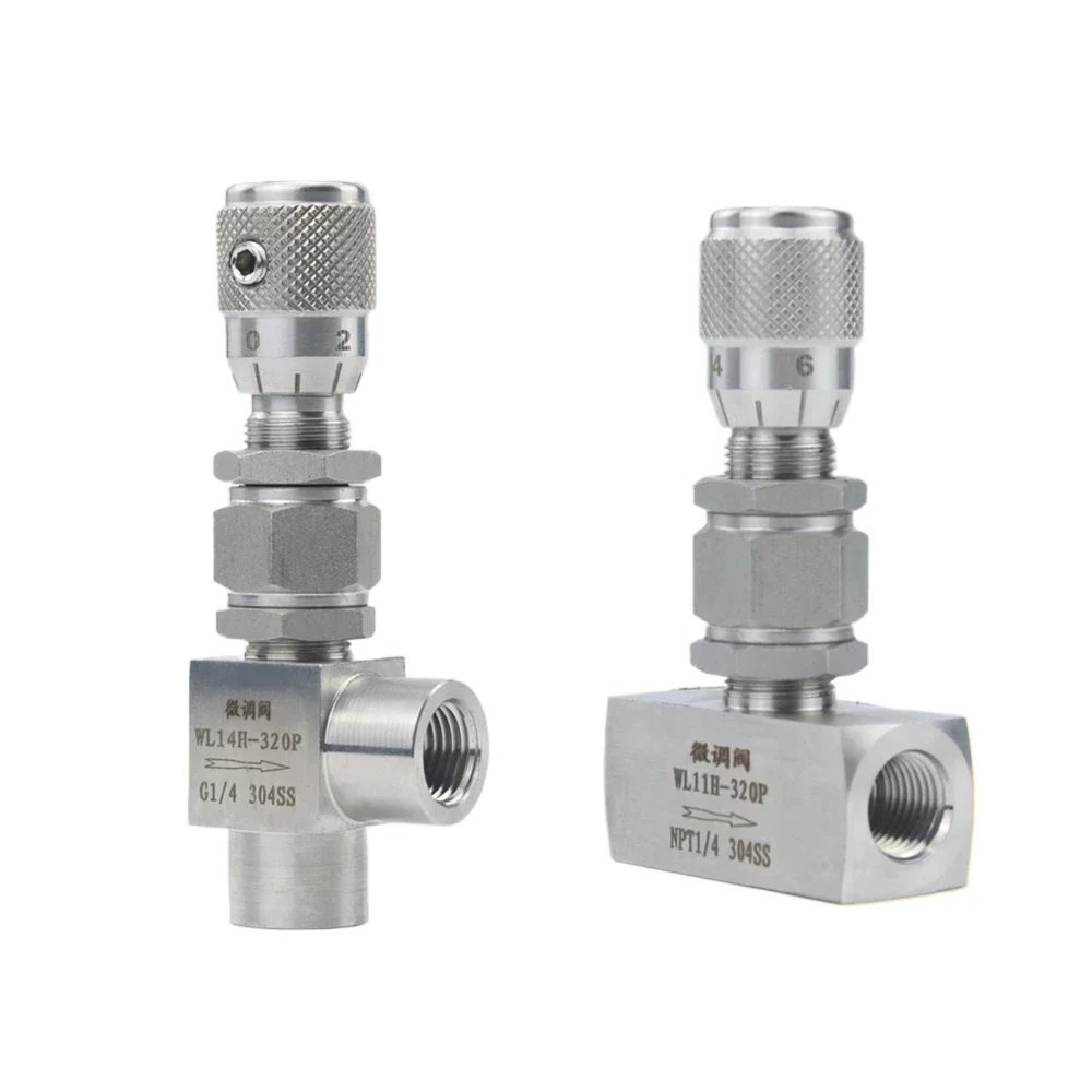 

G 1/8" 1/4" 3/8" NPT 1/2" Stainless Steel 304 Needle Valve Micro Metering Flow Regulating Valve Controller For Water Gas Oil