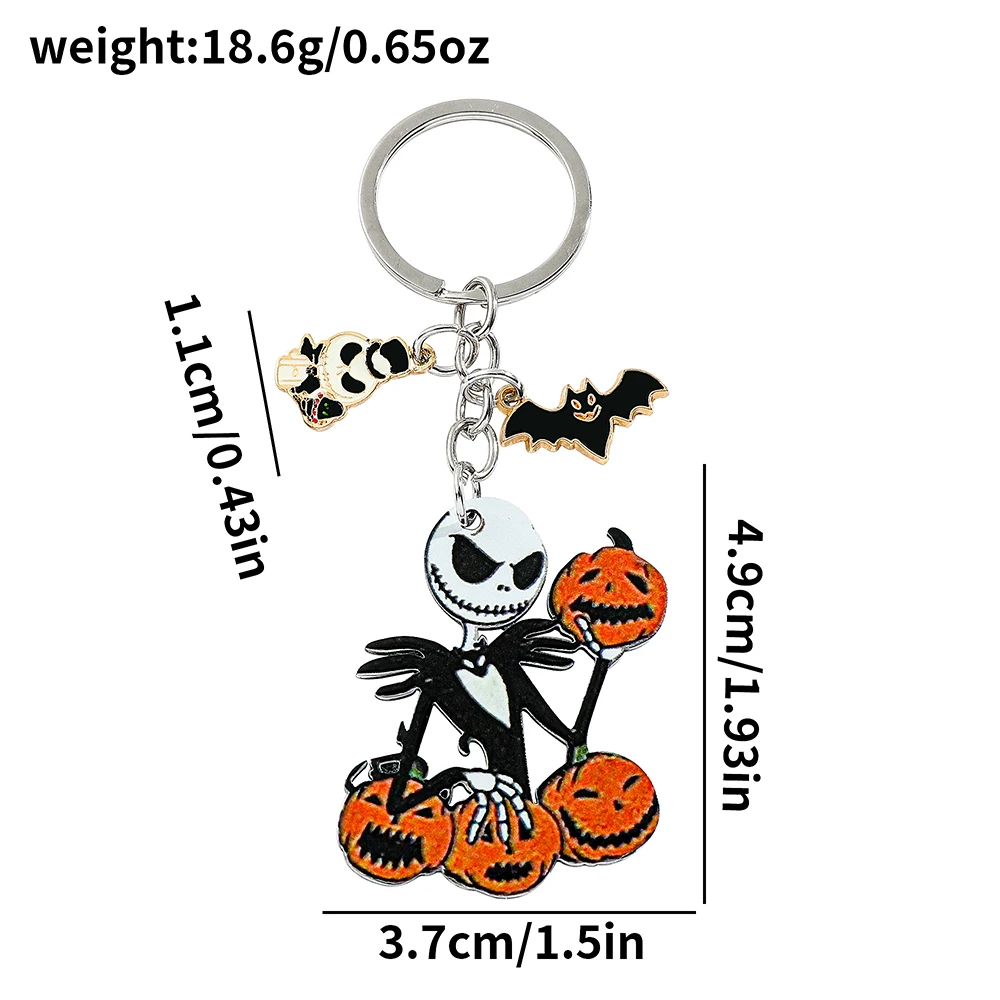 Disney Nightmare Before Christmas Schlüsselanhänger, Jack Skellington Anhänger mit Kürbis Charm, Gothic Schmuck Geschenk für Halloween