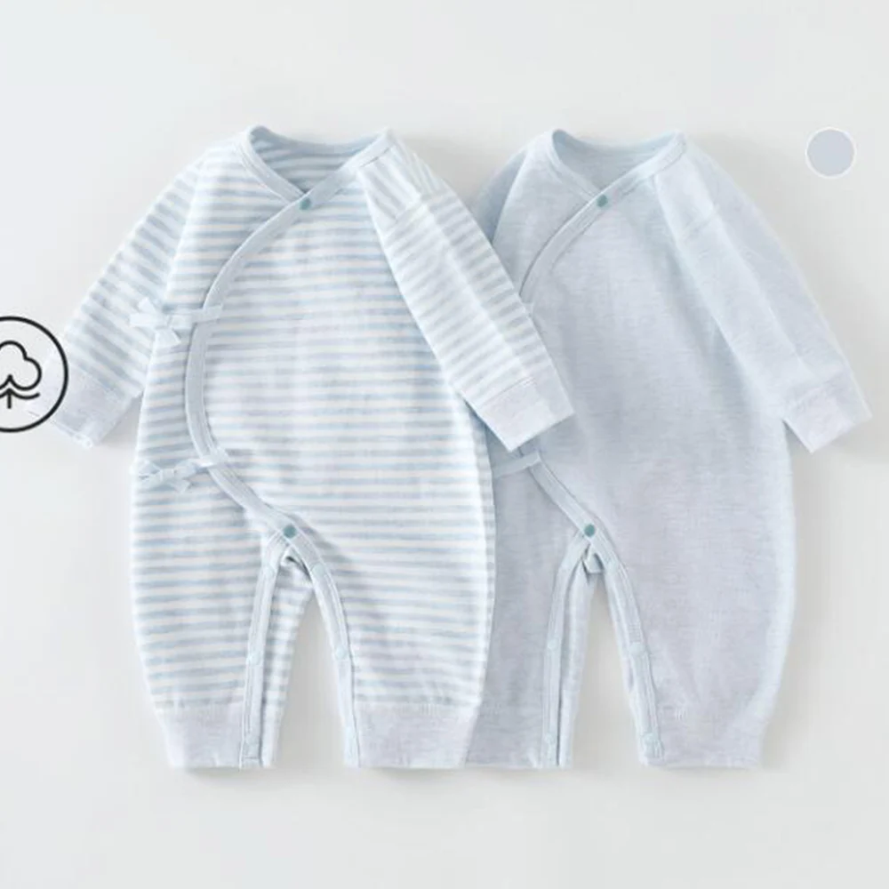 Romper For Baby Girl Spring Autumn 2 Pieces Solid Color Striped Long Sleeve Baby Jumpsuit Newborn Clothes 0 To 6 Months