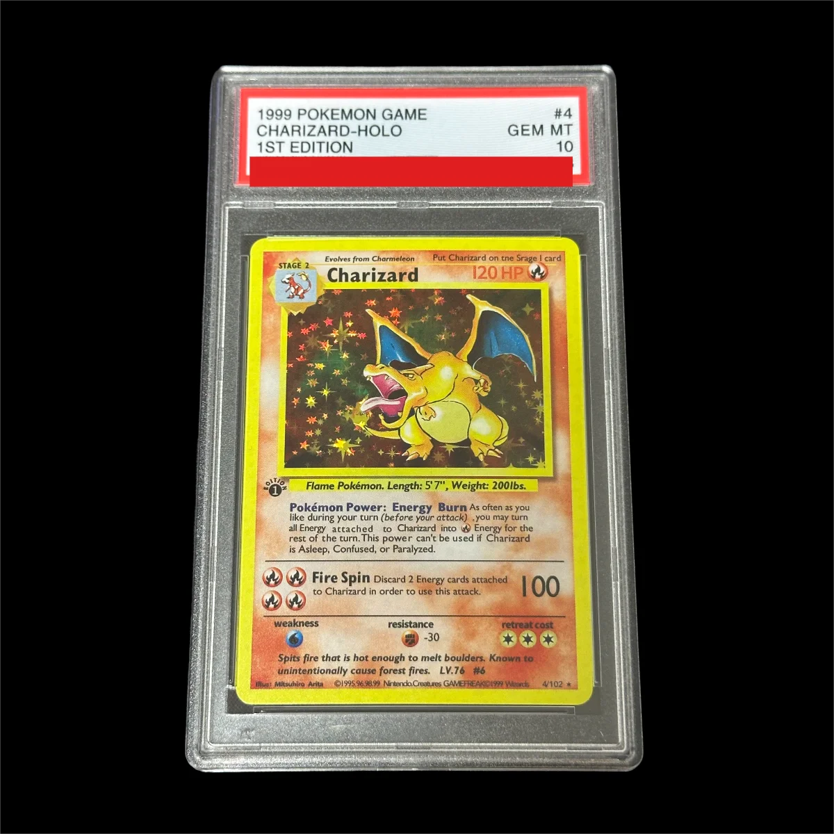 

DIY 1999 GAME #4 CHARIZARD-HOLO 1ST EDITION Authentication Grade 10 Card Toy Gift