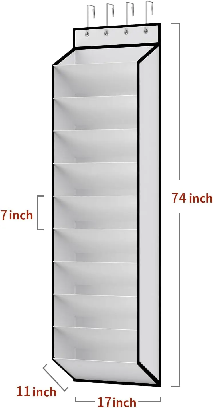 20-stufiger Schuh-Organizer zum Aufhängen an der Tür, tiefe Taschen, großer hängender Schuhständer für Schranktüren, für 30 Paar Schuhe geeignet – Detail 8