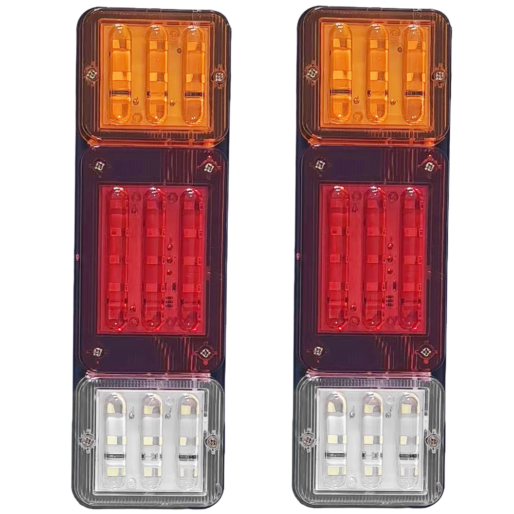 2pcs Trailer Tail Lights 3 Colors Red/White/Yellow 24v Fit For 24v Cars, Vans, Trucks ABS Led Car Rear Brake Lights