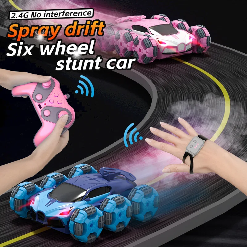 

Bugadi six-wheel spray swing arm stunt car children's deformation remote control car toy drift climbing car