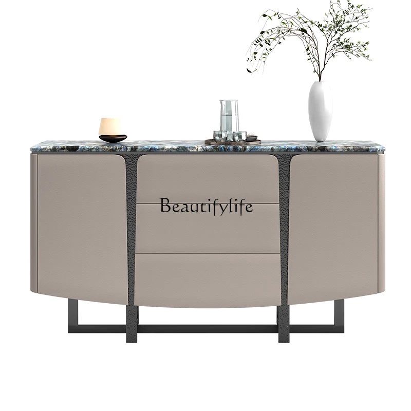 Minimalist light luxury dining side cabinet simple stainless steel marble