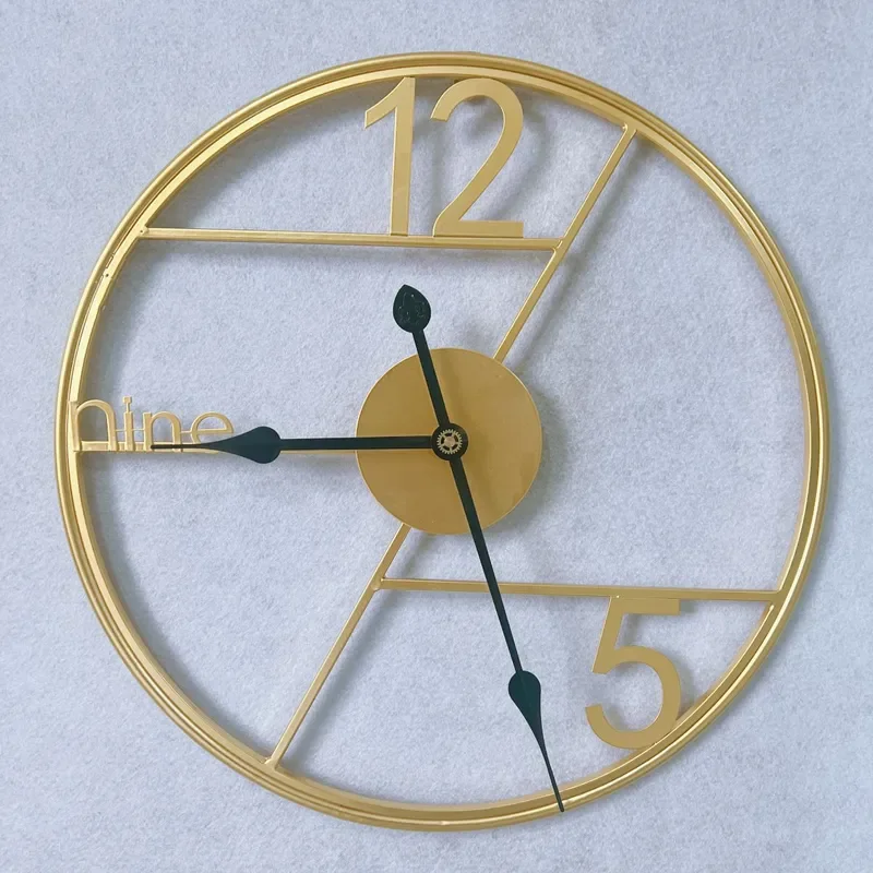 for Nordic Living Room Light Luxury Fashion Entrance Decorative Wall Clock Household Wrought Iron Digital Simple Clock