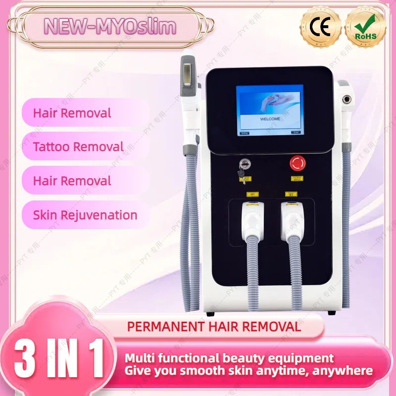 

New 3 In 1 OPT Laser E-light IPL ND YAG Hair Remove Pigment Tattoo Vascular Removal Machine Wrinkle Picosecond Skin Rejuvenation