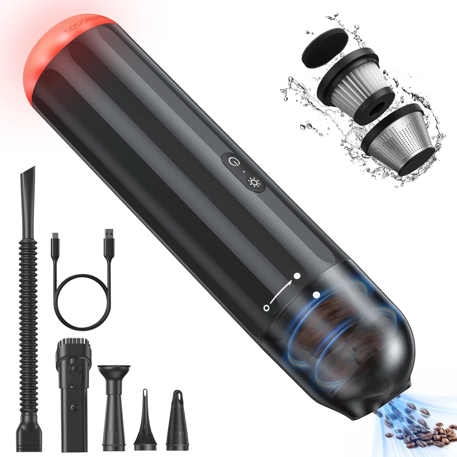 

Car Vacuum Portable Cordless, Handheld Mini Vacuum High Power with One Click Empty, 6 in 1 Vacuum Cleaner for Car/Home/Pet Hair