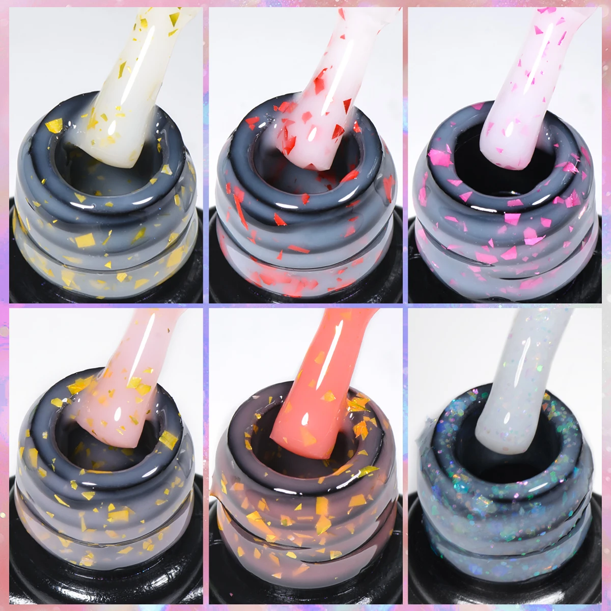 Vernis à ongles Gel à Extension rapide, 6 couleurs, paillettes, feuilles d'or rose, effet Vernis, Semi-Permanent, UV LED, Gel dur pour Nail Art, 7ml