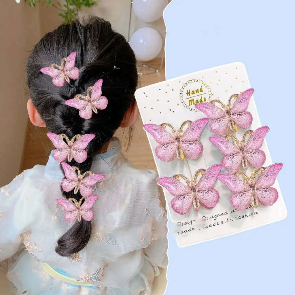 5PCS Sweet Stereoscopic Color Gradient Cute Baby Hairpins Kids Hair Clips Children Headwear Princess Barrette Girls Accessories