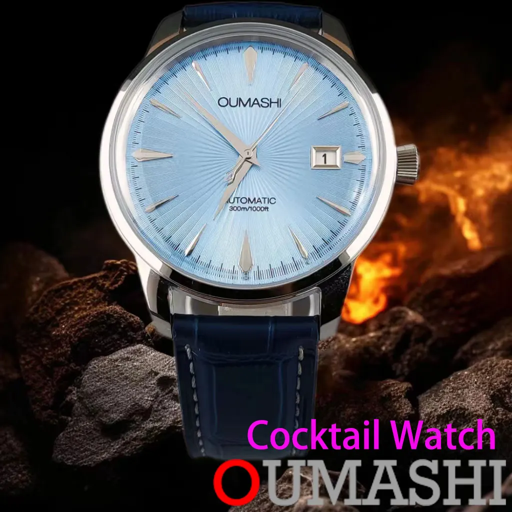 NHWatch 35 Cocktail Automatic Men10ATM Waterproof Wristbatch Double Dome Sapphire Crystal Tandorio Dive Clock Date Leather Band