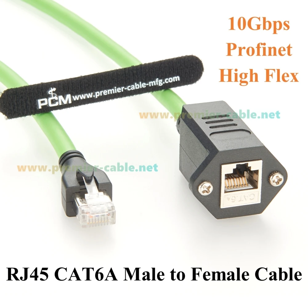 Profinet RJ45 8P8C Male to Female Extension Cable Screw Panel Mount 10Gbps CAT6A Ethernet LAN Network Shielded GigE Vision Cable