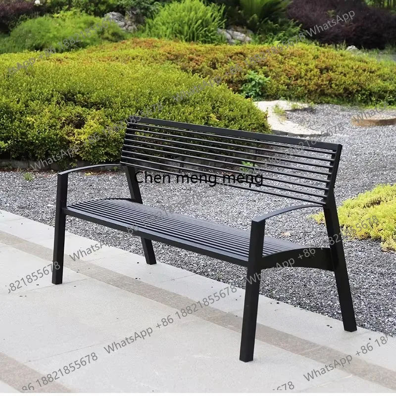 

Customized New Design Outdoor Wpc Bench Seat Park Benches Outdoor Metal Chair with Armrests for Commercial Mall