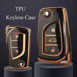 Jingyuqin 2/3BTN Soft TPU Car Key Case Fob For Toyota Auris Corolla Avensis Verso Yaris Aygo Scion TC IM Camry RAV4 Forturner