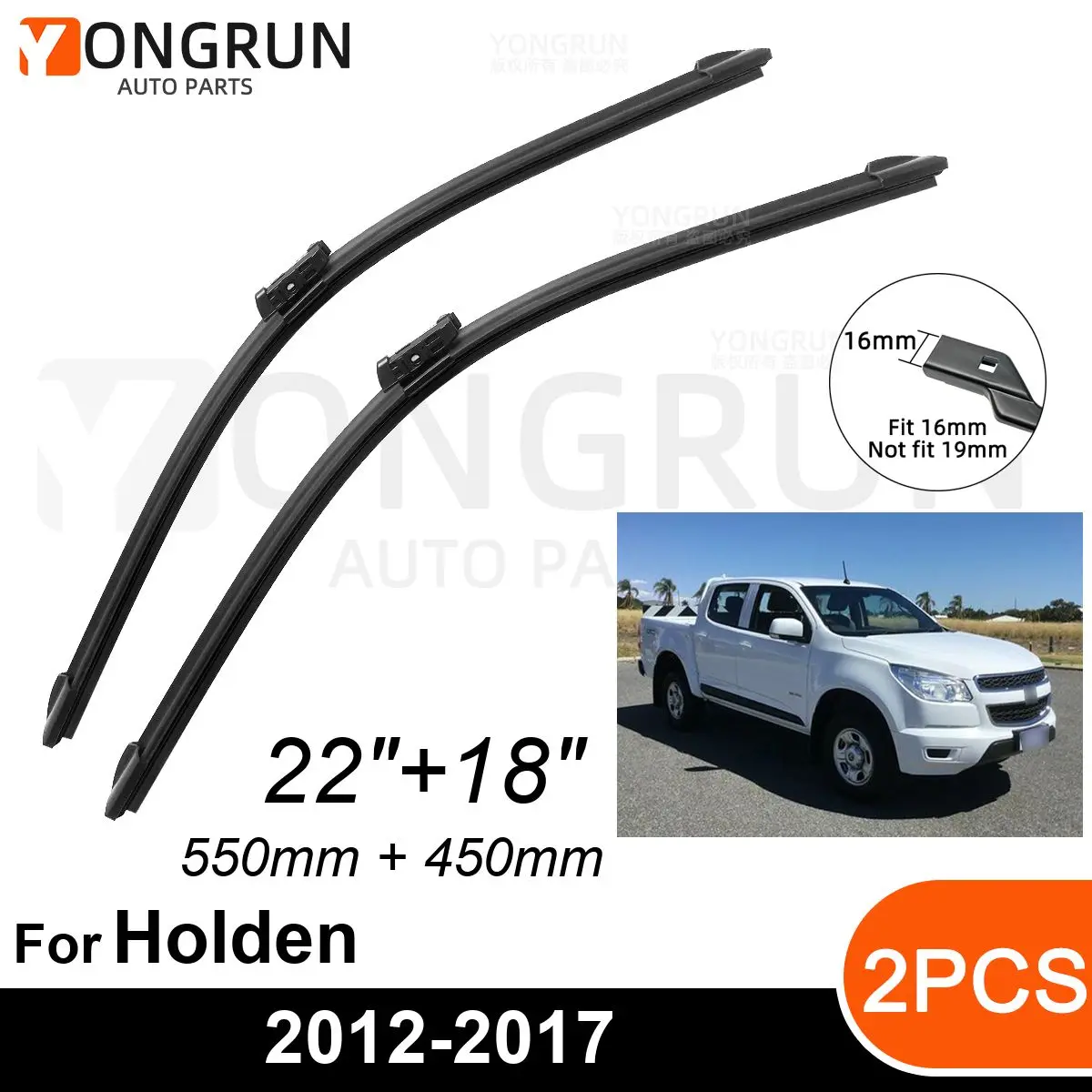 Car Front Windshield Wipers For Holden Colorado RG MK2 S-10 2012-2017 Wiper Blade Rubber 22