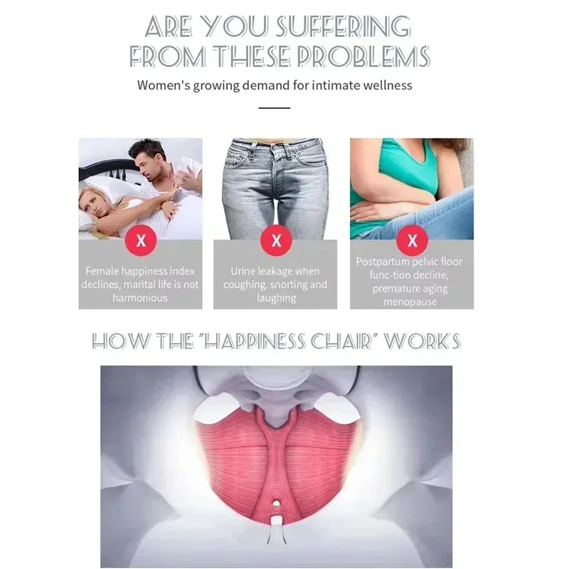 EMS femmes plancher pelvien bout à bout Machine électrique plancher pelvien Stimulation musculaire réparation postnatale chaise d'incontinence urinaire