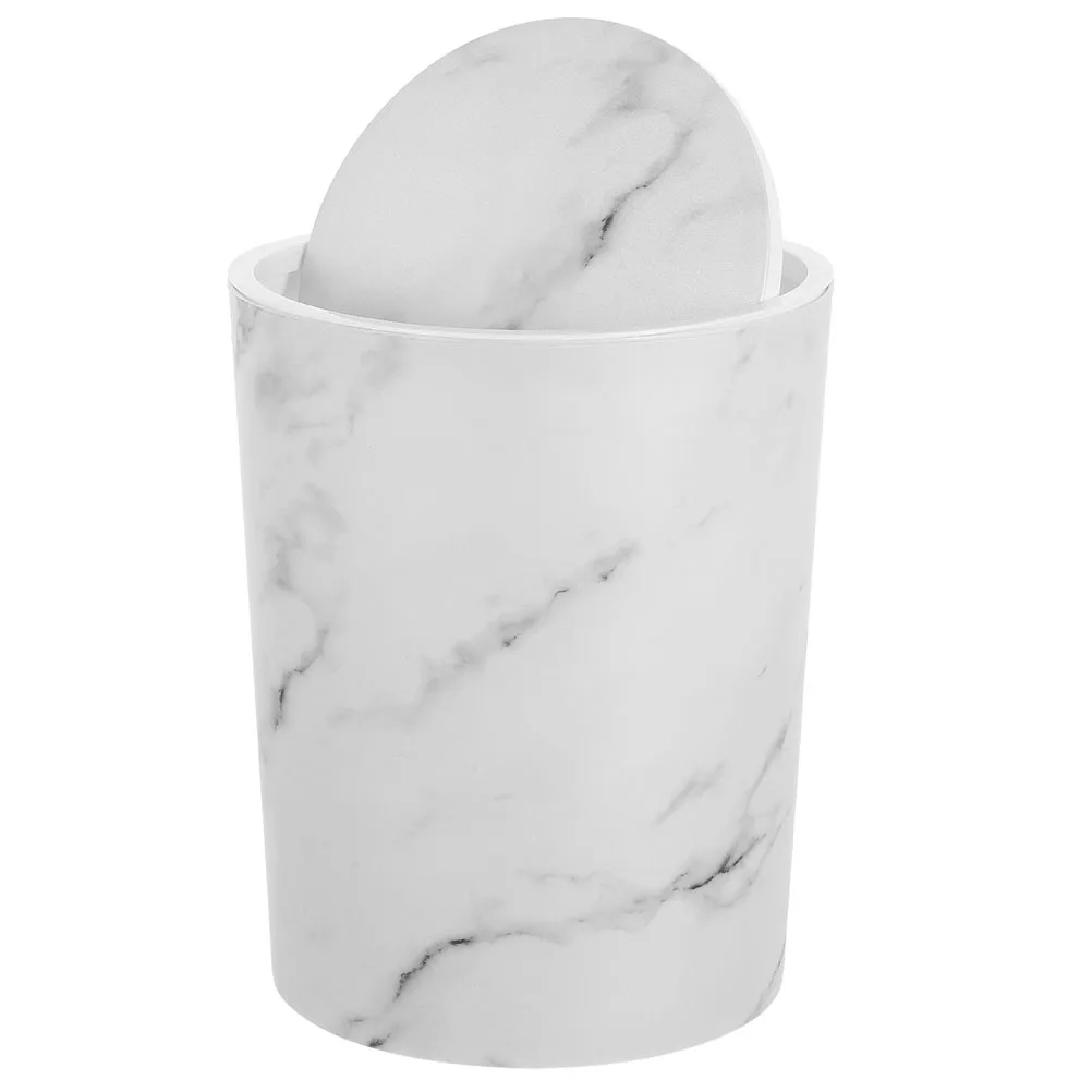 

Large Capacity Marble Pattern Flip Lid Trash Can For Home Office Bathroom Kitchen Bedroom Living Room Tabletop Plastic Waste Bin