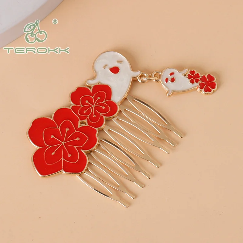 Game Genshin Impact Hairpin Anime Cosplay Props Metal Maple Flower Hair Comb Hairpins For Women Girls Hair Accessories Gift