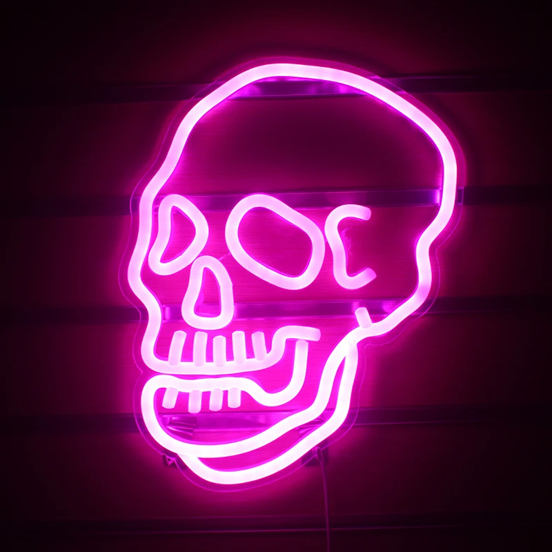 Halloween Skull Design Cool Neon Sign LED Hanging Art Funny USB Switch Lamp For Halloween Bar Club Party Room Wall Decor Light