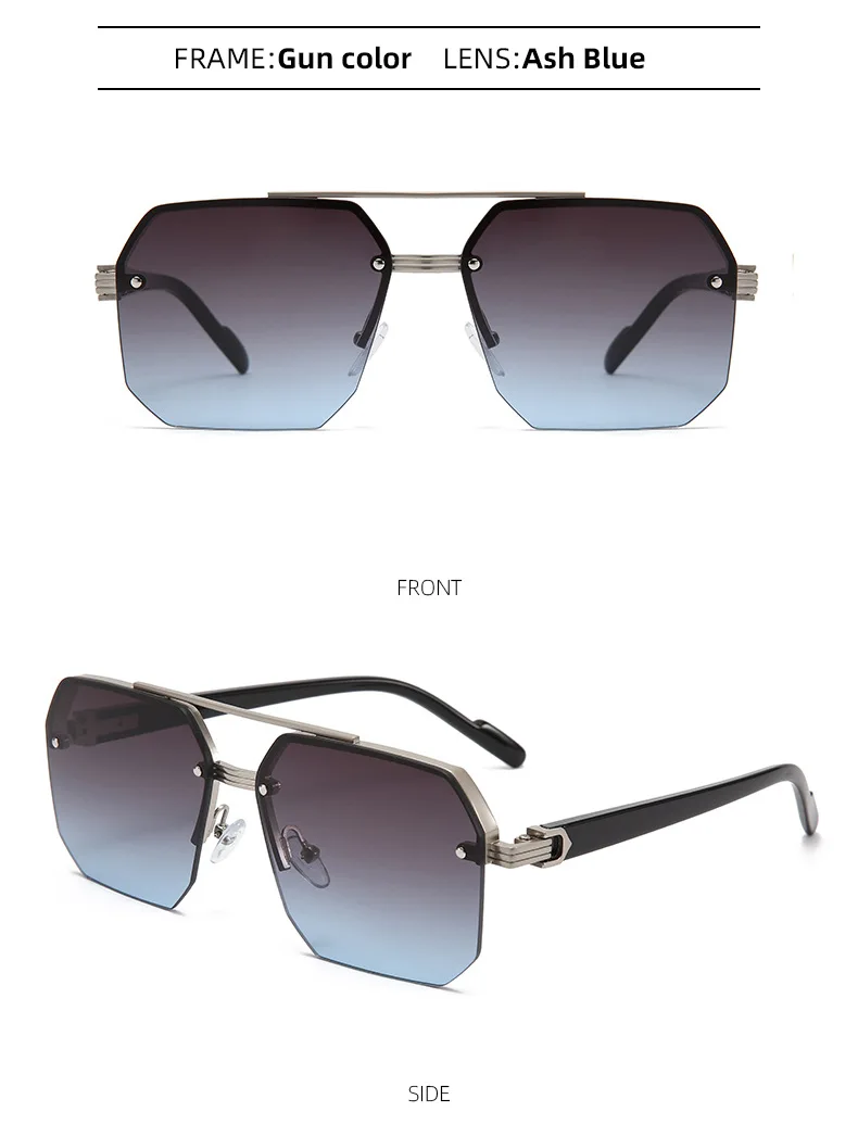 Piloten-Sonnenbrille für Herren, flache Oberseite, halber Rahmen, UV400-Sonnenbrille, klassisch, für Reisen, lässig, Vintage-Sonnenbrille – Detail 13