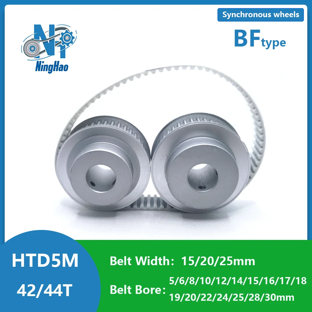 HTD 5M 42Teeth 44Teeth Timing Pulley  Belt Width 15/20/25mm Bore 5/6/6.35/8/10/12…30mm 42/44T BF type pulley 5M toothed pulley