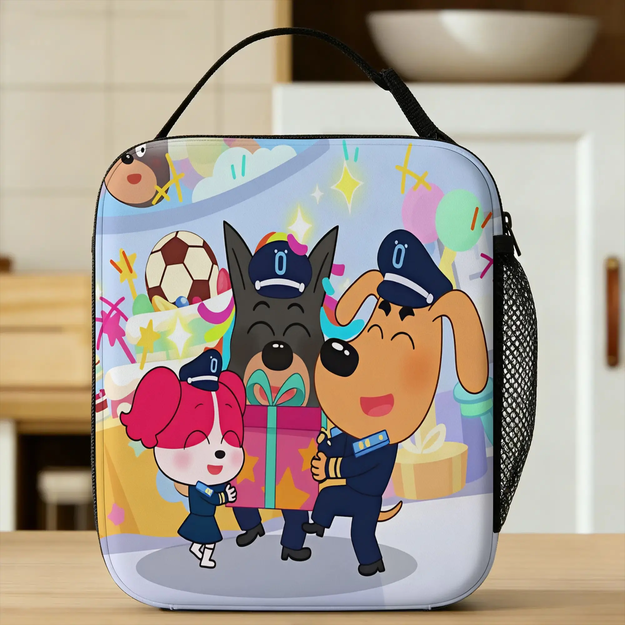 Cartoon Sheriff Labrador Lunch Bag For Men  Graphic Design Lunch Box Casual Office Cooler Bag Portable Waterproof Tote Food Bags