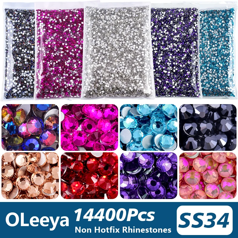 

Оптовая продажа страз OLeeya SS34, 2880 шт., из хрустального стекла, с плоским дном, блестящие, без термофиксации, для дизайна ногтей и аксессуаров для одежды