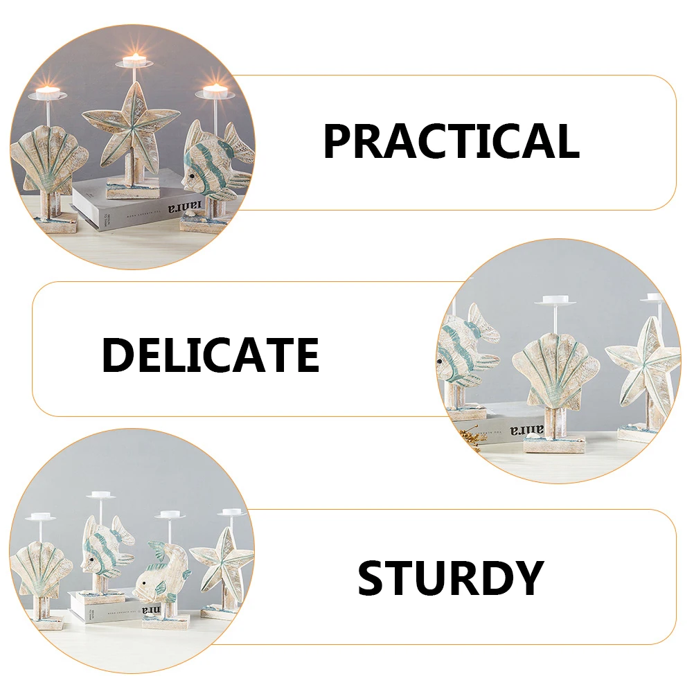 

1Pcs Mediterranean Style Holder Creative Wooden Candlestick Tabletop Decor for Home Wedding Party Living Space