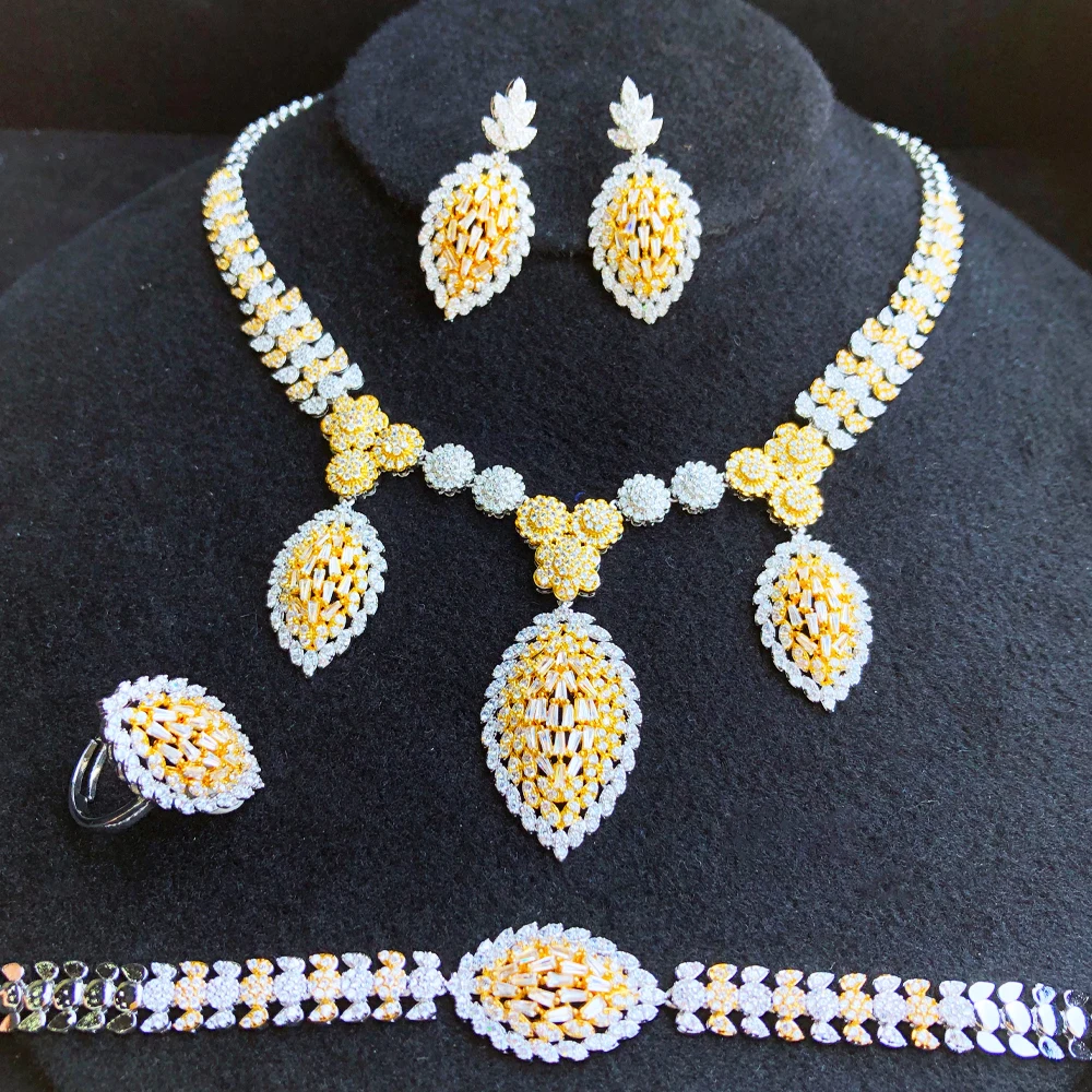 

GODKI Luxury 4PCS Saudi Arabia Jewelry Sets For Women Wedding Cubic Zirconia Chokers Dubai Bridal Jewelry Set 2020